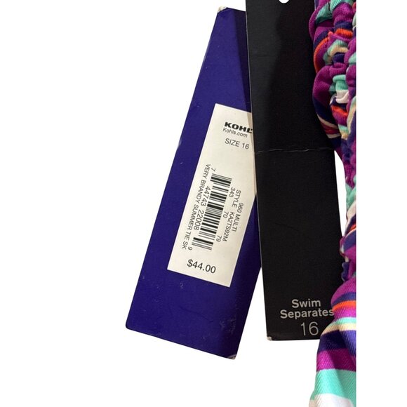 Apt. 9 Swim Skirt Bottoms Size 16 Multicolor Chevron Print Ruched Tie Sides New - Picture 4 of 7